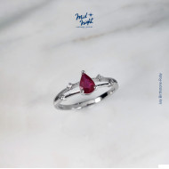 July Birthstone-Ruby Droplet Ring